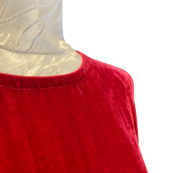 NWT Eileen Fisher The System Ruby Red Silk Velvet Knee Length Dress Size Large - Picture 11 of 16